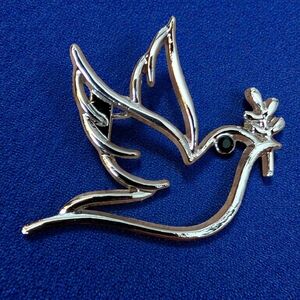 Silver Peace Dove Brooch Pin